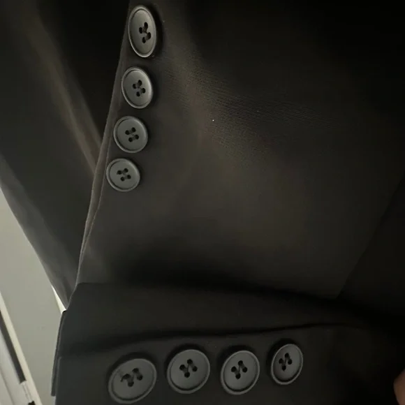 Black Double-Breasted Women's BLAZER Dress/sheer pleated midi Skirt size L NWT - Picture 4 of 16